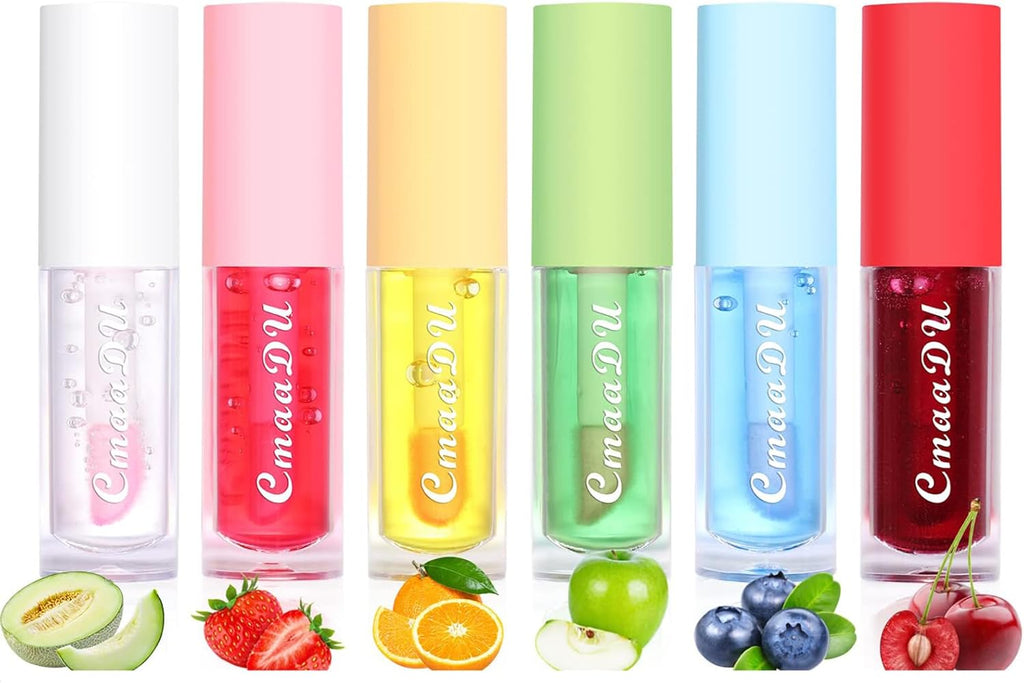 Hydrating Lip Glow Oil 6 Pack Moisturizing Lip Balm Fruit-Flavored Lip Gloss Set Lip Care Kit