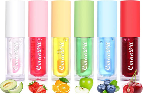 Hydrating Lip Glow Oil 6 Pack Moisturizing Lip Balm Fruit-Flavored Lip Gloss Set Lip Care Kit