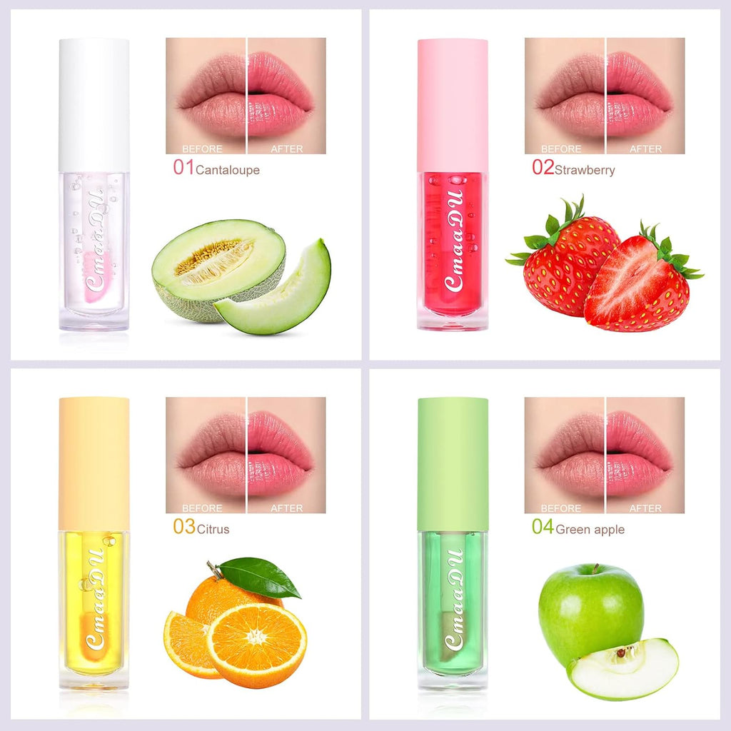 Hydrating Lip Glow Oil 6 Pack Moisturizing Lip Balm Fruit-Flavored Lip Gloss Set Lip Care Kit