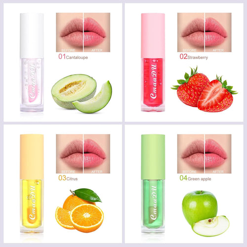 Hydrating Lip Glow Oil 6 Pack Moisturizing Lip Balm Fruit-Flavored Lip Gloss Set Lip Care Kit