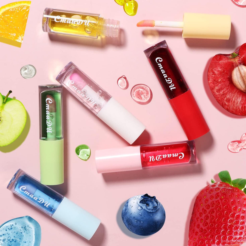 Hydrating Lip Glow Oil 6 Pack Moisturizing Lip Balm Fruit-Flavored Lip Gloss Set Lip Care Kit