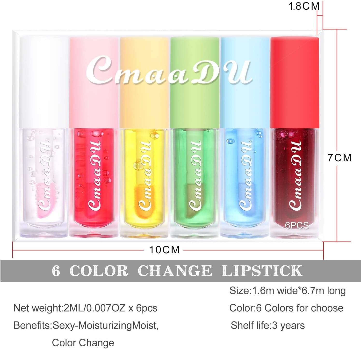 Hydrating Lip Glow Oil 6 Pack Moisturizing Lip Balm Fruit-Flavored Lip Gloss Set Lip Care Kit